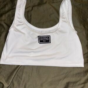 Essentials White Logo Crop Top